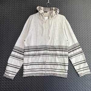 Vinatge‎ Y2K Analog Gray Stripe Full Zip Hoodie Sweater Men's Size Small